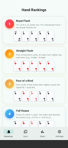 Poker Rank Trainer: Hand Quiz screenshot 1