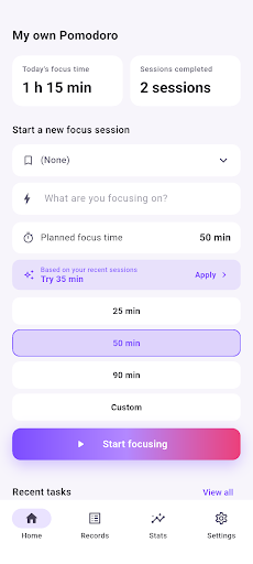My Own Pomodoro: Focus Timer screenshot 1