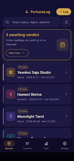FortuneLog - Saju & Tarot Log screenshot 1