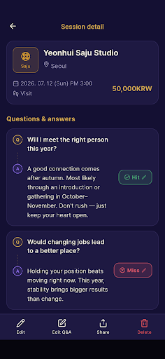 FortuneLog - Saju & Tarot Log screenshot 2