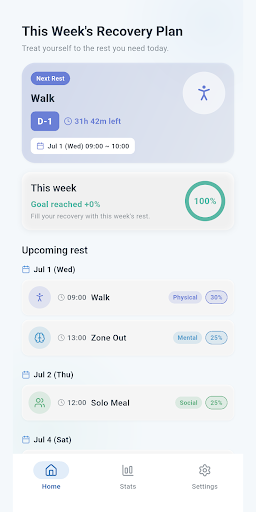 Rest Planner: Burnout Recovery screenshot 1