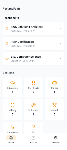 ResumeFacts: Resume Date Vault screenshot 1
