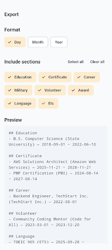 ResumeFacts: Resume Date Vault screenshot 4