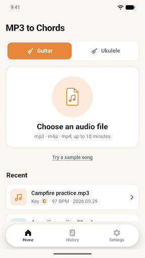 MP3 to Guitar & Ukulele Chords screenshot 1